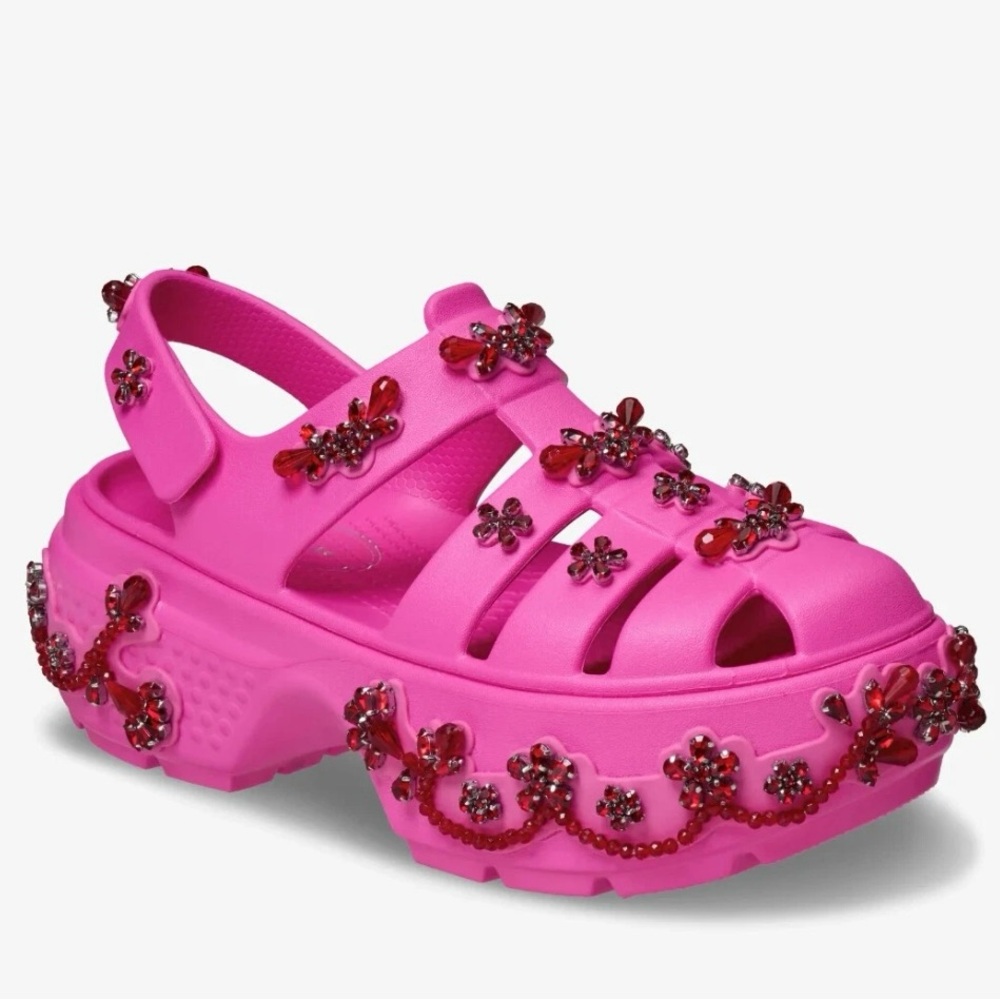 Simone Rocha Pink and Red Mules with Sculptural Platform